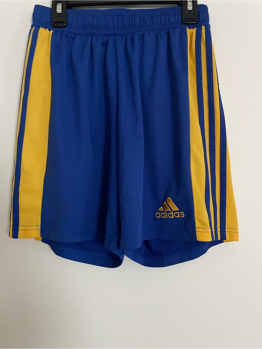 adidas Climalite Men’s S Royal Blue Athletic Shorts with Yellow Panels - Picture 1 of 3
